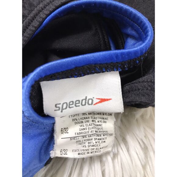 SPEEDO One Piece Swimsuit Women's size 6/32 Blue Black White Swimwear Open Back - Picture 9 of 9